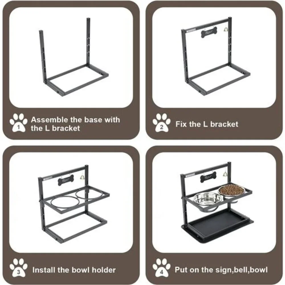 Elevated Dog Bowls with Slow Feeder, Raised Dog Bowl for Large Dogs Adjustable